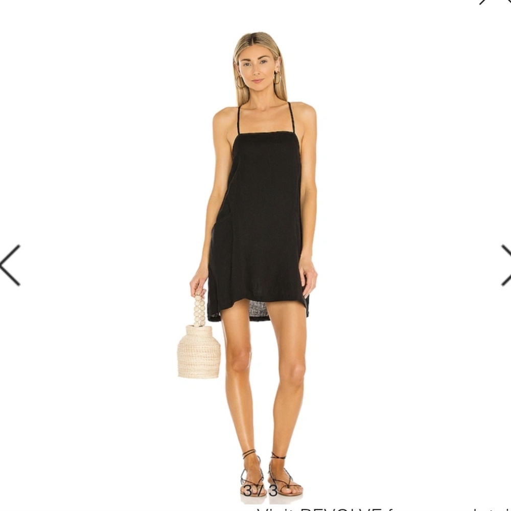 NWT Vitamin A NOLA MINI DRESS SWIM COVER-UP IN BLACK Pockets linen XS linen